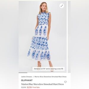 Oliphant Sleeveless Smocked Maxi Dress- Marion Blue
